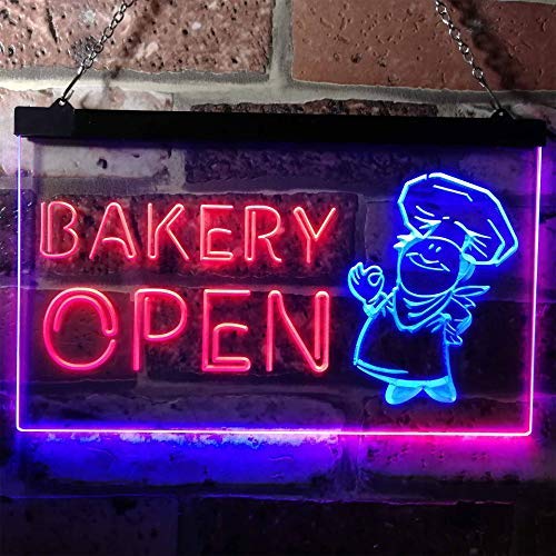 Bakery Open Dual LED Neon Light Sign